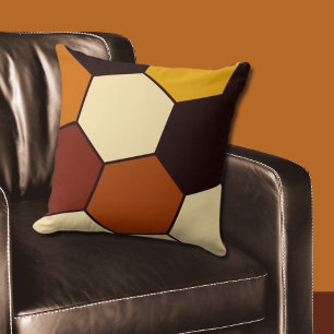 Geometric Orange and Black Hexagon Pattern Cushion