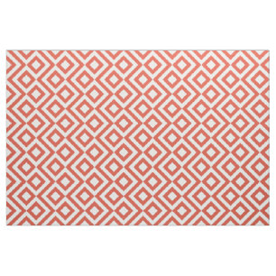 Geometric Orange and White Meander Pattern Fabric