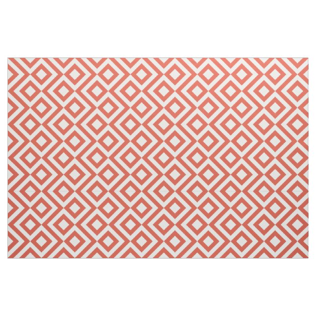 Geometric Orange and White Meander Pattern Fabric (Fat Quarter)
