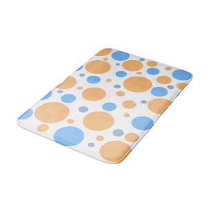 Geometric Orange Blue Grey Polka Dots Bath Mat