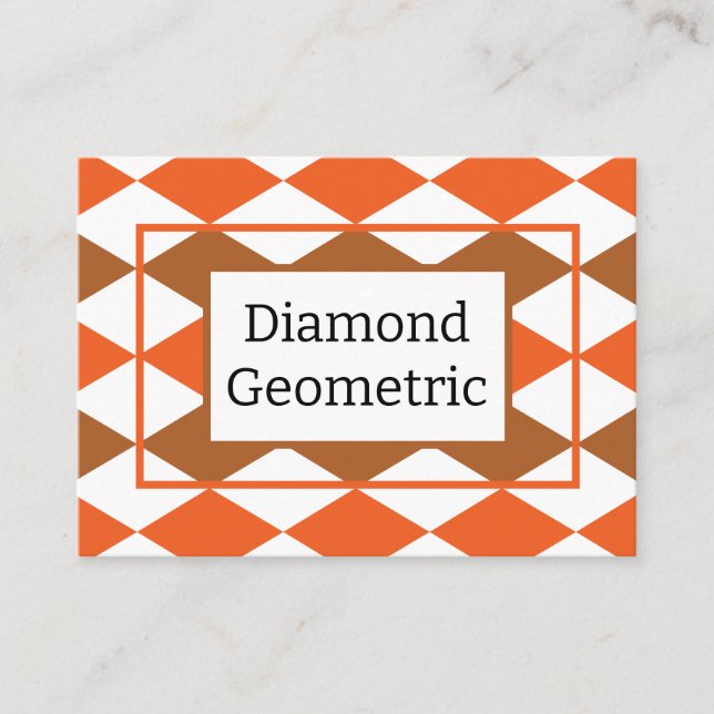 Geometric Orange Green Diamond Geometric  Business Card (Front)