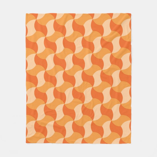 Geometric Orange Shades: Abstract Tile Fleece Blanket (Front)
