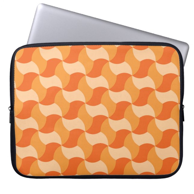Geometric Orange Shades: Abstract Tile Laptop Sleeve (Front)
