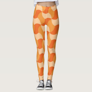 Geometric Orange Shades: Abstract Tile Leggings