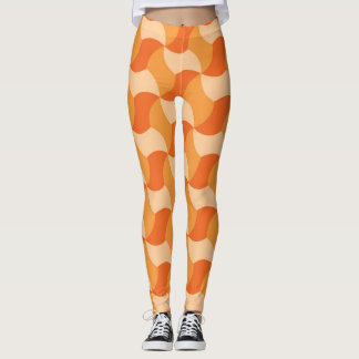 Geometric Orange Shades: Abstract Tile Leggings