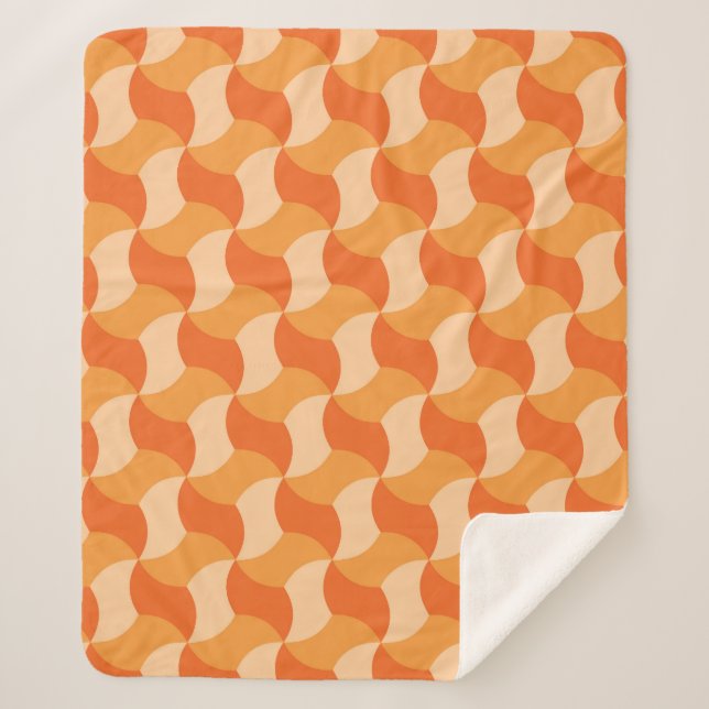 Geometric Orange Shades: Abstract Tile Sherpa Blanket (Front)