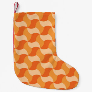 Geometric Orange Shades: Abstract Tile Small Christmas Stocking