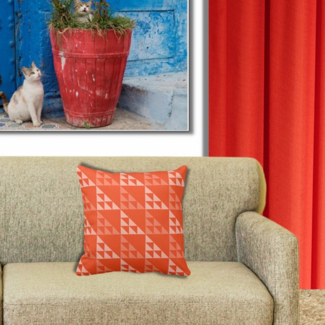 Geometric Orange Triangle Pattern - Throw Pillow (Creator Uploaded)
