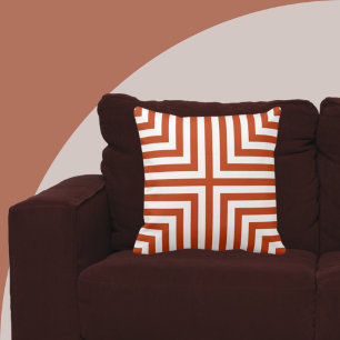 Geometric Orange & White Angular Pattern Cushion