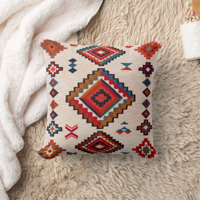 Geometric Oriental Moroccan Style Throw Pillow (Blanket)