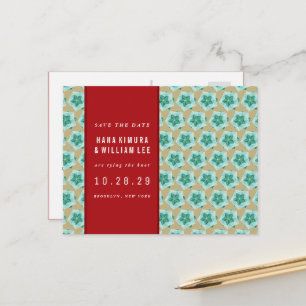 Geometric Origami Ball Asian Wedding Save The Date Announcement Postcard