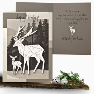 Geometric Origami Christmas Reindeer Baby Forest Card