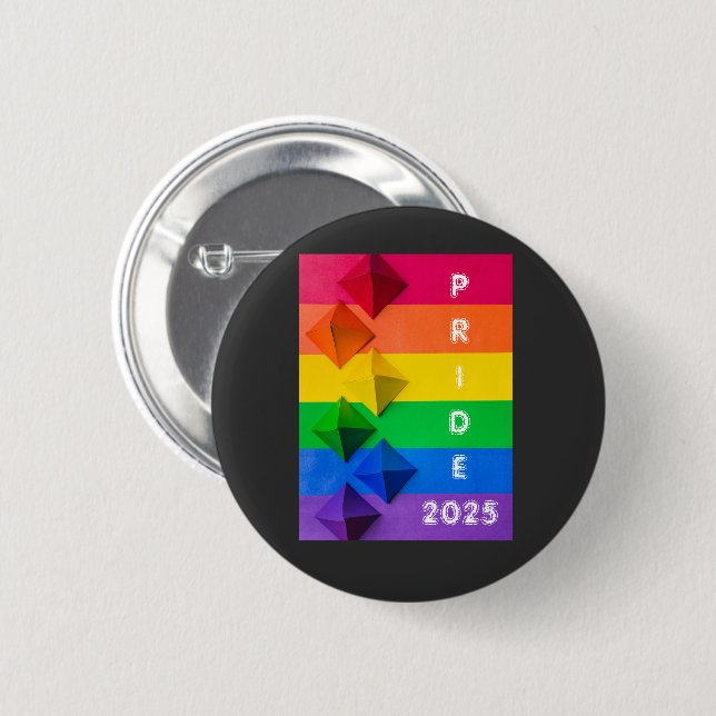 Geometric Origami Rainbow Pride Flag  6 Cm Round Badge (Front & Back)