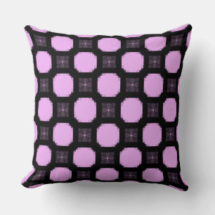 Geometric ornament in pink and black. cushion