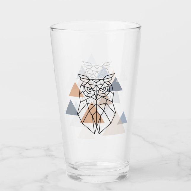 Geometric Owl Design Glass (Front)