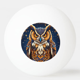 Geometric owl with vibrant colours ping pong ball