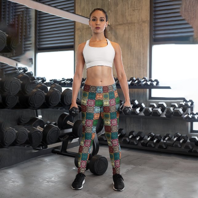 Geometric Owls Capri Leggings (Creator Uploaded)