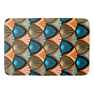 Geometric palm leaves golden pattern in Art Deco Bath Mat