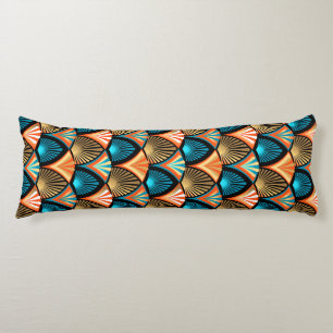 Geometric palm leaves golden pattern in Art Deco Body Cushion