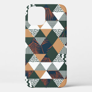 Geometric palm leaves, trendy pattern iPhone 12 case