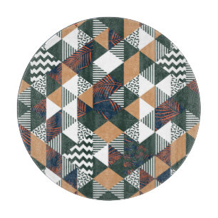 Geometric palm leaves, trendy pattern cutting board