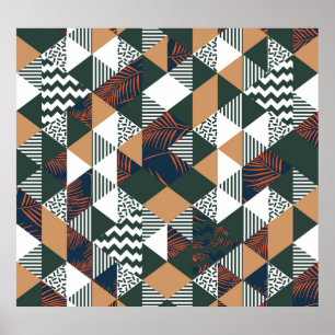 Geometric palm leaves, trendy pattern poster