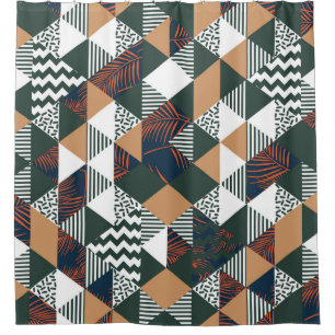 Geometric palm leaves, trendy pattern shower curtain