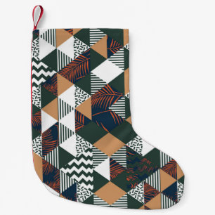 Geometric palm leaves, trendy pattern small christmas stocking