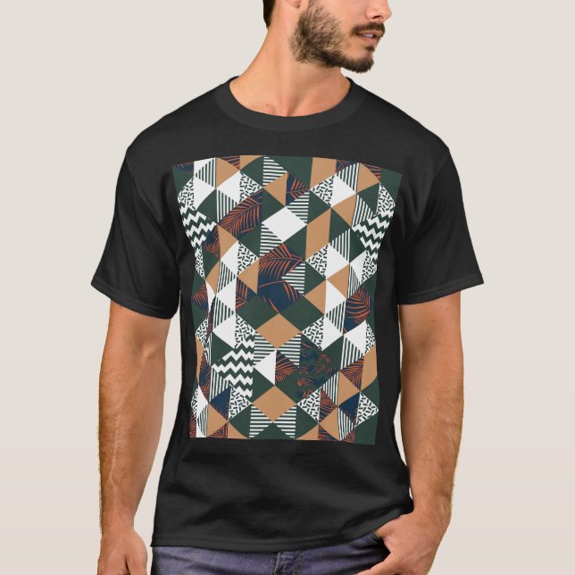 Geometric palm leaves, trendy pattern T-Shirt (Front)