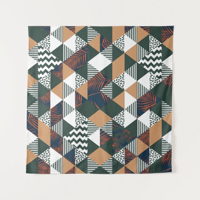 Geometric palm leaves, trendy pattern tapestry (Front)