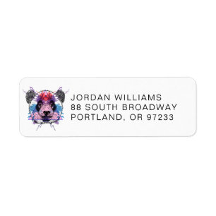 Geometric Panda Bear   Add Your Name Return Address Label
