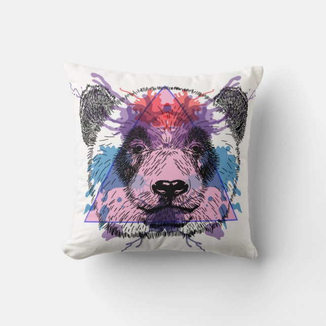 Geometric Panda Bear Cushion (Front)