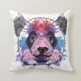 Geometric Panda Bear Cushion