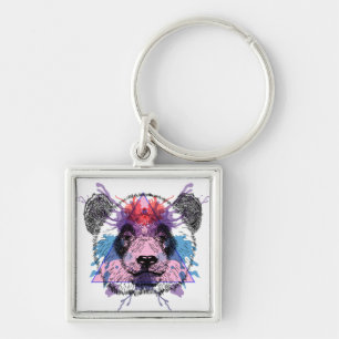 Geometric Panda Bear Key Ring