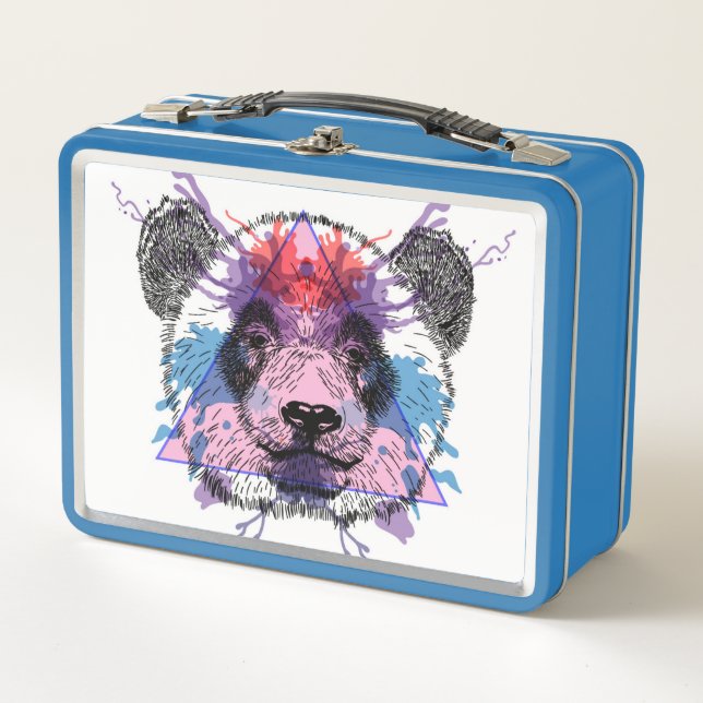 Geometric Panda Bear Metal Lunch Box (Front)