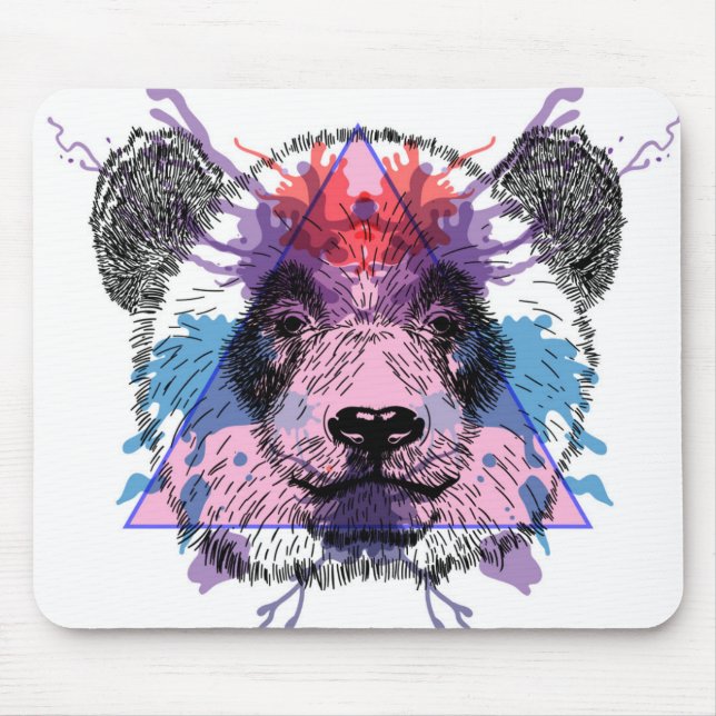 Geometric Panda Bear Mouse Pad (Front)