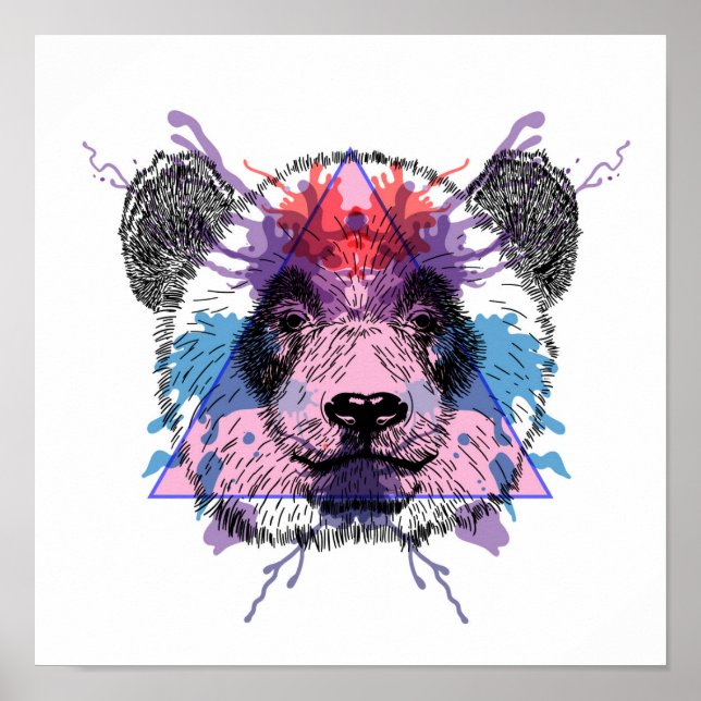 Geometric Panda Bear Poster (Front)