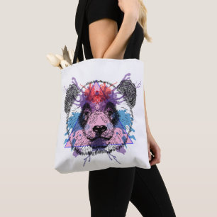 Geometric Panda Bear Tote Bag