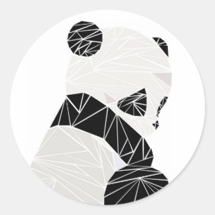 Geometric panda classic round sticker