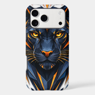 Geometric Panther Dark Blue & Orange Polygonal