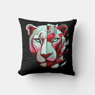 Geometric Panther Split Face– Modern Abstract  Cushion