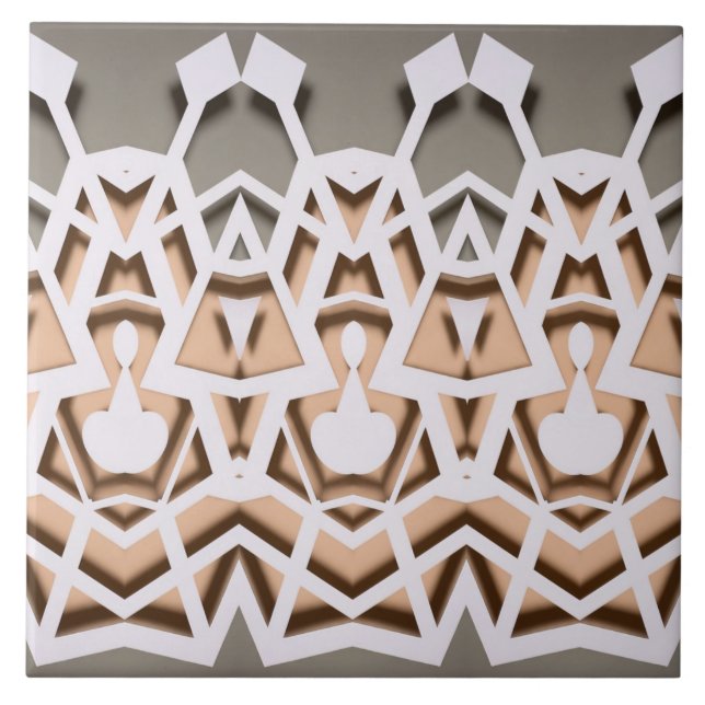Geometric Paper-Cut Symmetry Pattern Ceramic Tile (Front)