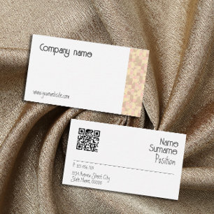 Geometric pastel beige QR Business Card