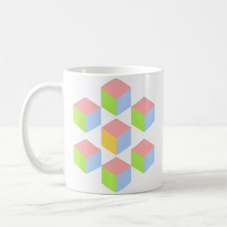 Geometric Pastel Isometric Optical Illusion Cube Coffee Mug