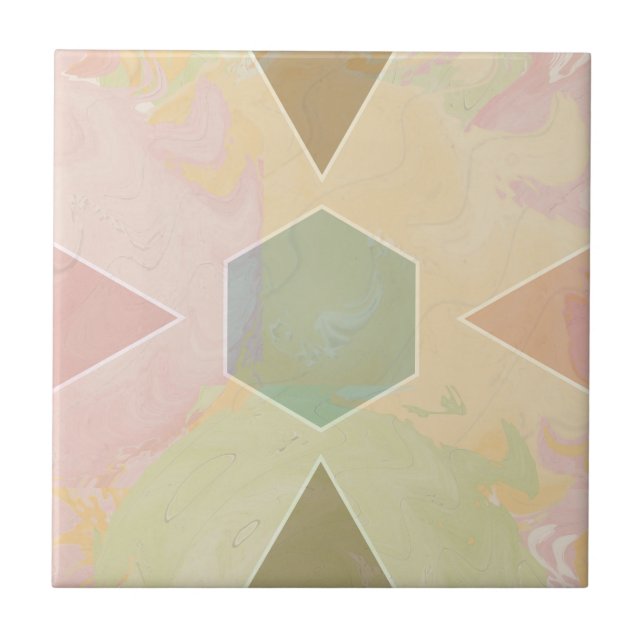 Geometric Pastel Marble Beige Ceramic Tile (Front)