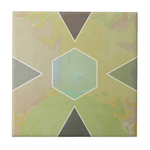 Geometric Pastel Marble Olive Green Ceramic Tile