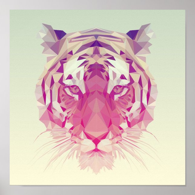 Geometric Pastel Tiger Poster (Front)