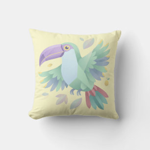 Geometric Pastel Toucan – Minimalist Tropical Flig Cushion