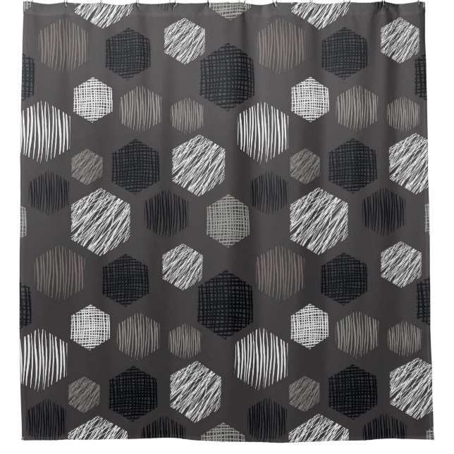Geometric Pastels: Vintage Textured Pattern. Shower Curtain (Front)