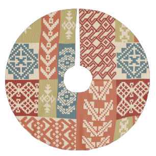 Geometric Patchwork Ethnic Seamless Pattern Brushed Polyester Tree Skirt